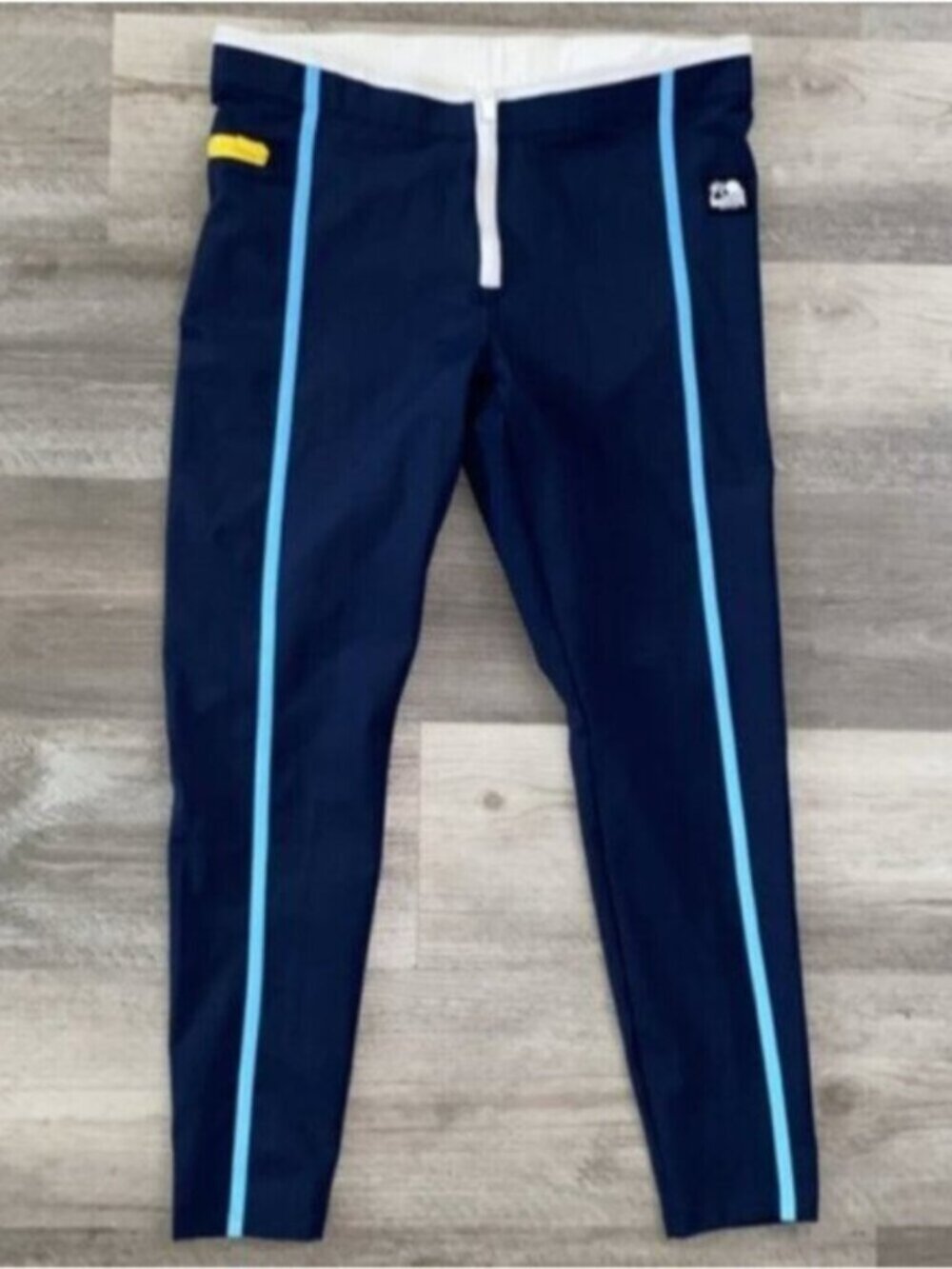 Staud x New Balance Pants Womens Large Blue Flat Front Logo Stripe Collaboration